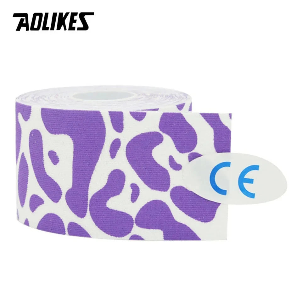 AOLIKES Kinesiology Tape Cotton 5CM With Prints Sports Accessory Elastoplast Waterproof for Muscle Support Pain Relief