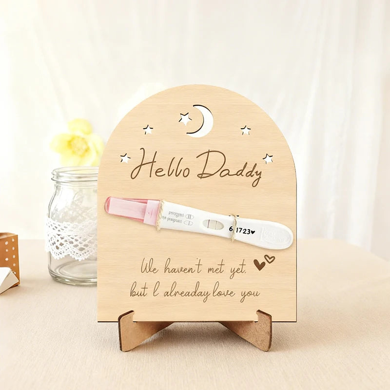 YOMDID Pregnancy Announcement Sign Photobooth Props Wooden Pregnancy Test Pregnancy Reveal Photobooth Prop Dad Father's Day Gift