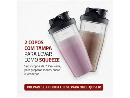 Mondial Personal Blender Blender DG-01 2 Speeds 300W Black and Silver Blender-110V