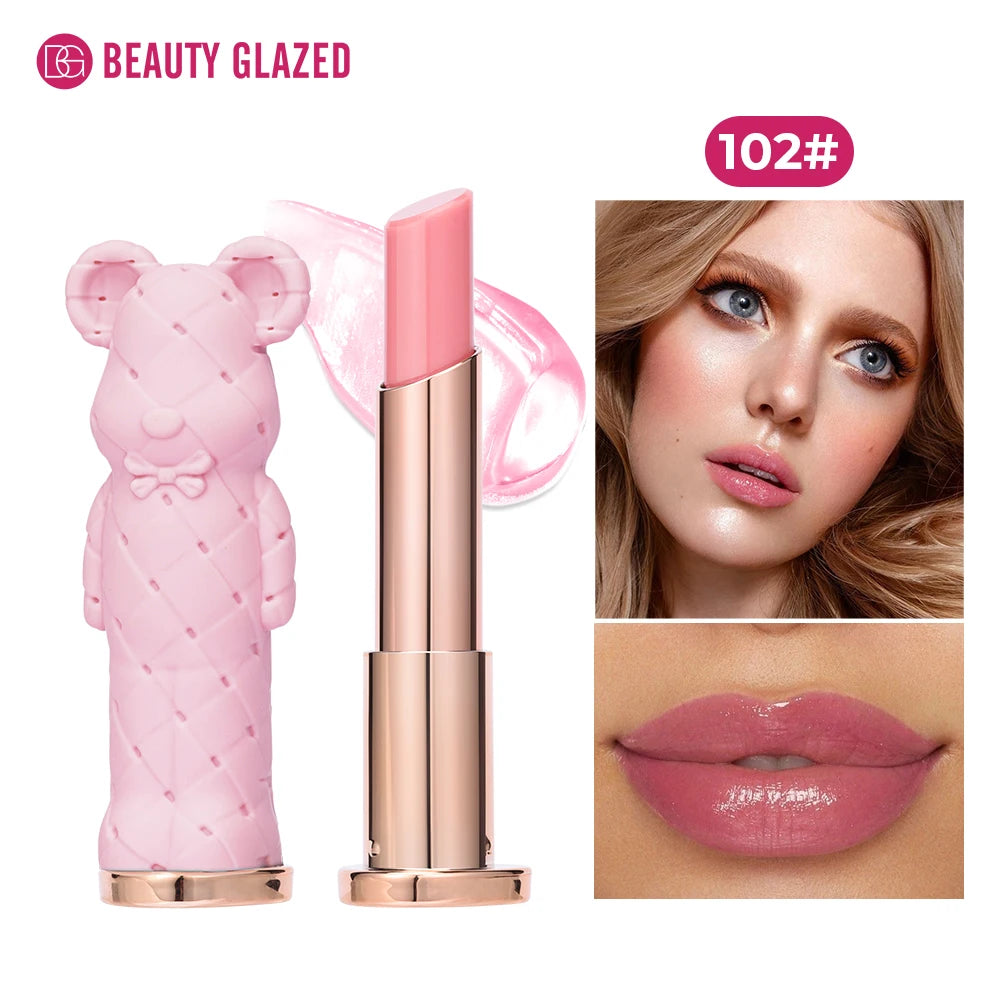 Beauty Glazed Bear Moisturizing Lipstick, Colored Lip Balm, Nourishing Lip Stick, Easy to Color, Watery