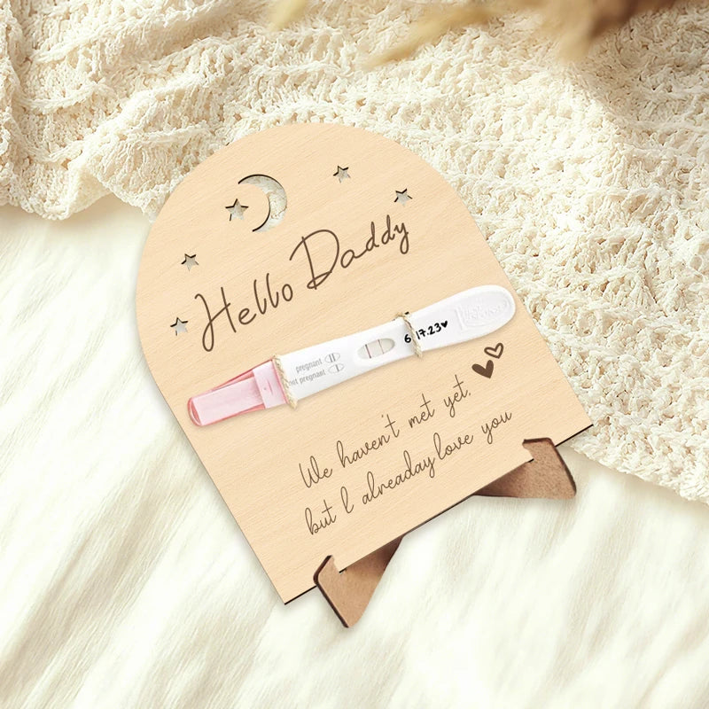 YOMDID Pregnancy Announcement Sign Photobooth Props Wooden Pregnancy Test Pregnancy Reveal Photobooth Prop Dad Father's Day Gift