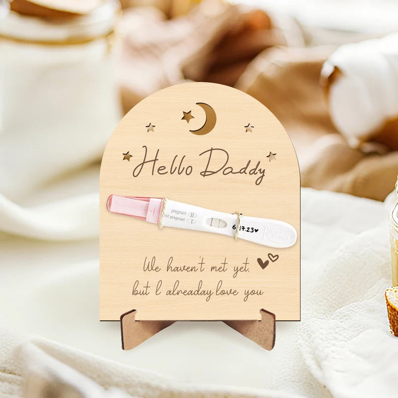 YOMDID Pregnancy Announcement Sign Photobooth Props Wooden Pregnancy Test Pregnancy Reveal Photobooth Prop Dad Father's Day Gift