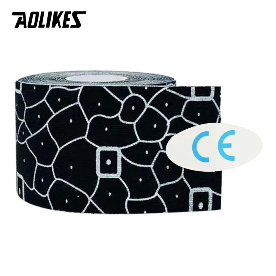 AOLIKES Kinesiology Tape Cotton 5CM With Prints Sports Accessory Elastoplast Waterproof for Muscle Support Pain Relief