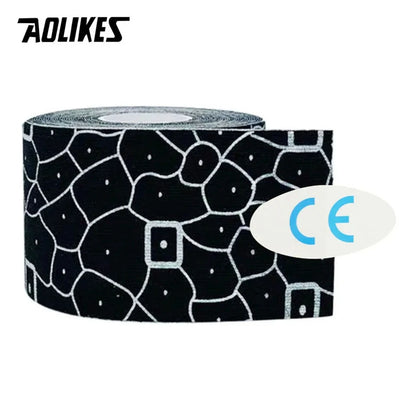 AOLIKES Kinesiology Tape Cotton 5CM With Prints Sports Accessory Elastoplast Waterproof for Muscle Support Pain Relief
