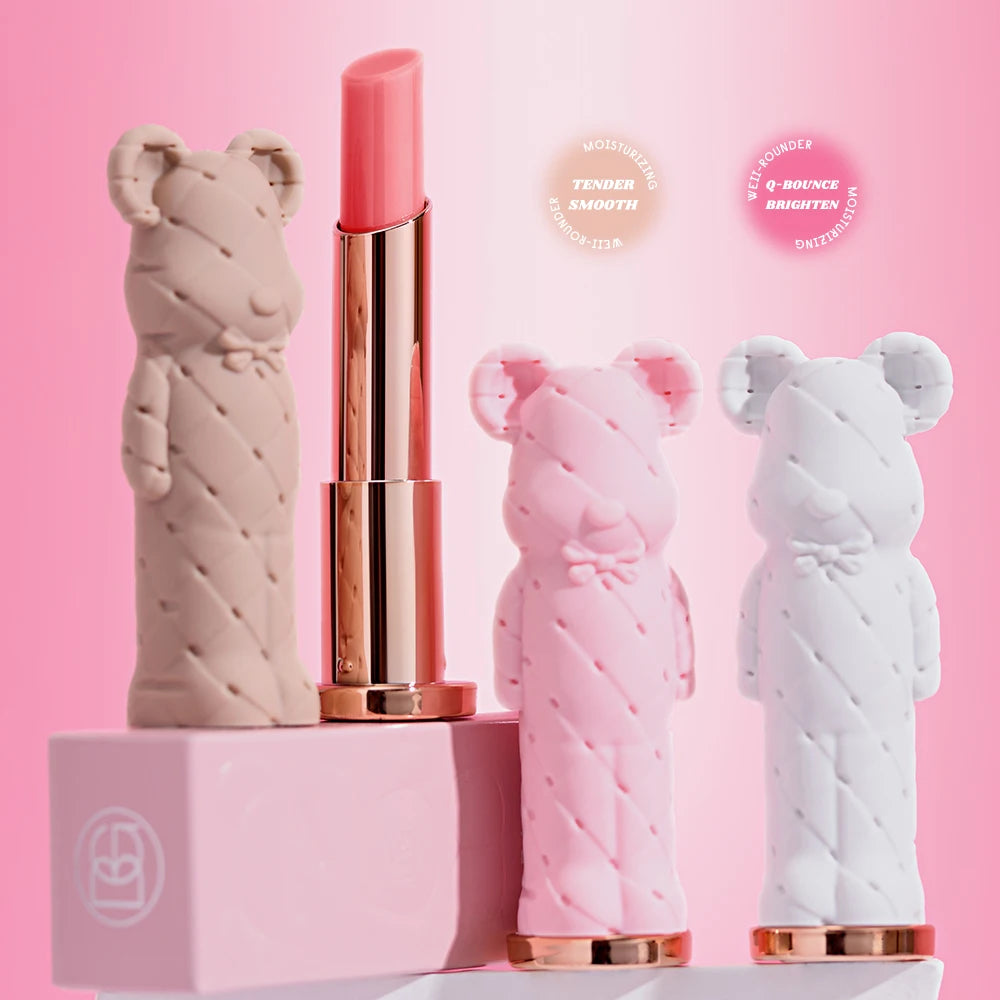 Beauty Glazed Bear Moisturizing Lipstick, Colored Lip Balm, Nourishing Lip Stick, Easy to Color, Watery