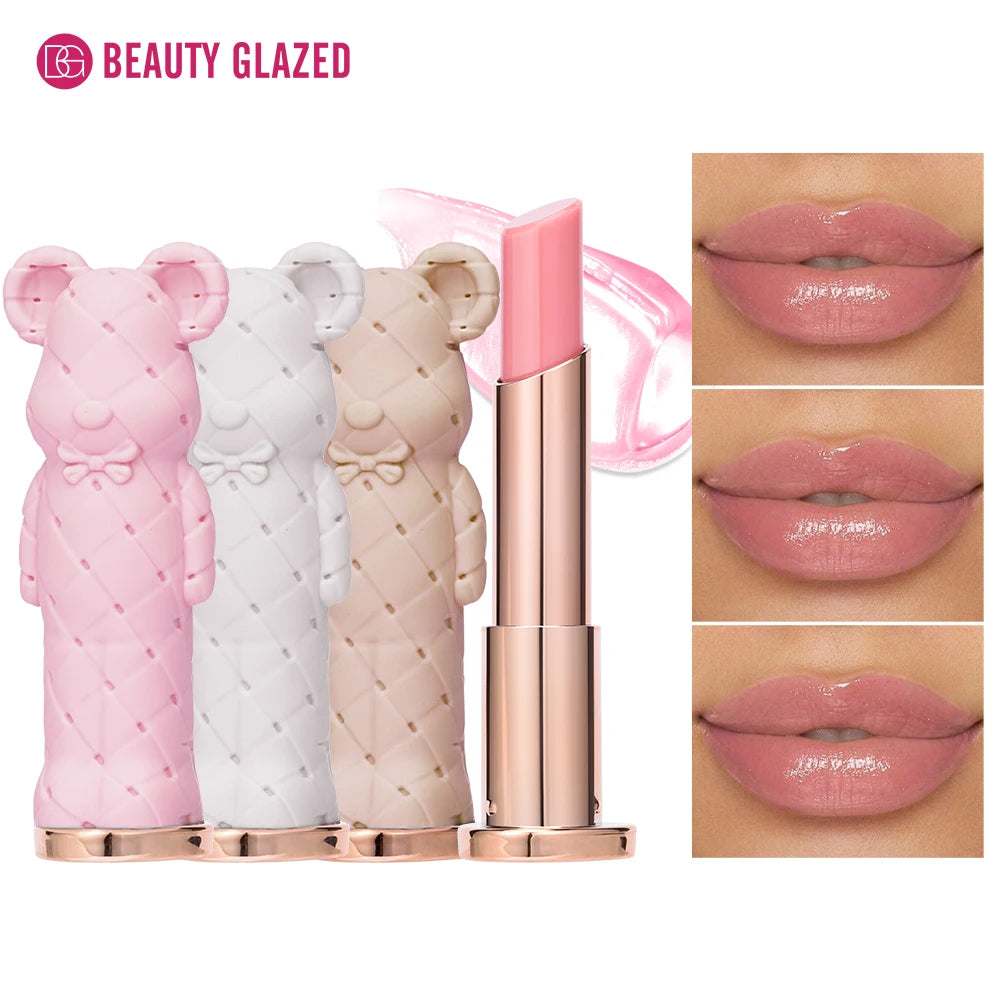Beauty Glazed Bear Moisturizing Lipstick, Colored Lip Balm, Nourishing Lip Stick, Easy to Color, Watery