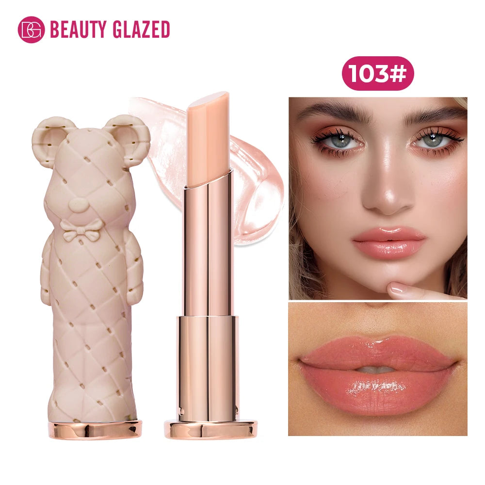 Beauty Glazed Bear Moisturizing Lipstick, Colored Lip Balm, Nourishing Lip Stick, Easy to Color, Watery