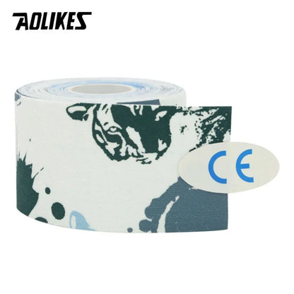 AOLIKES Kinesiology Tape Cotton 5CM With Prints Sports Accessory Elastoplast Waterproof for Muscle Support Pain Relief