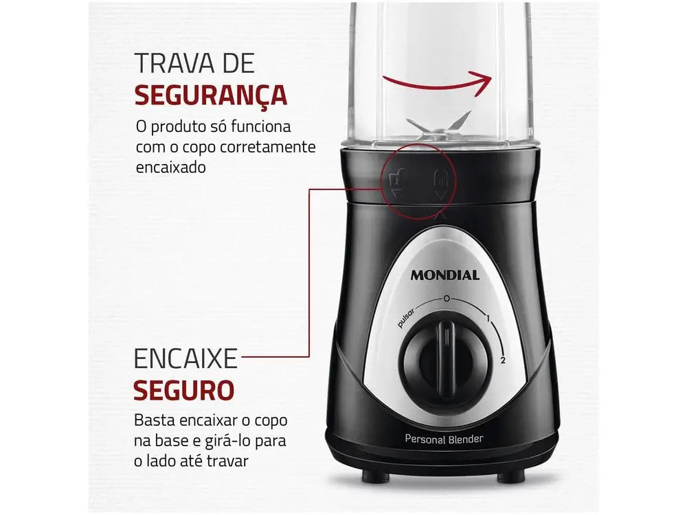 Mondial Personal Blender Blender DG-01 2 Speeds 300W Black and Silver Blender-110V