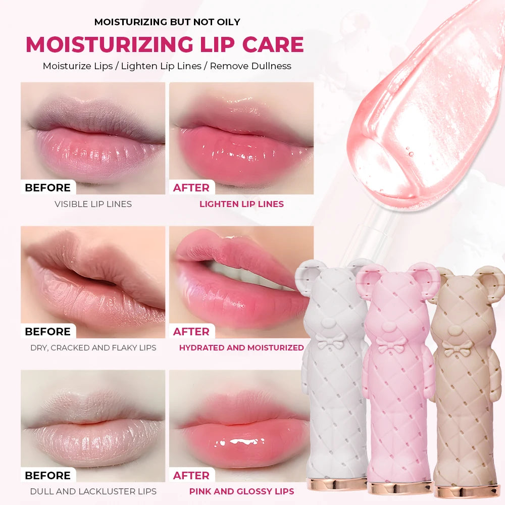 Beauty Glazed Bear Moisturizing Lipstick, Colored Lip Balm, Nourishing Lip Stick, Easy to Color, Watery