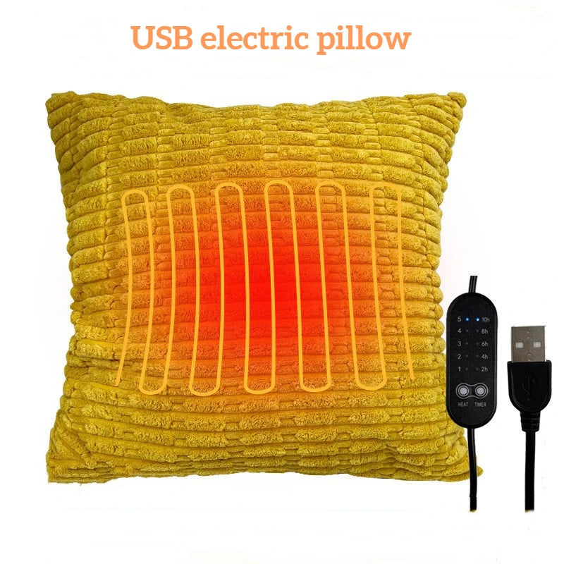 45x45cm USB Electric Cushion Portable Heating Pillow 5-Block Temperature Control Menstrual Cramps Period Pain Relief Heated Pad