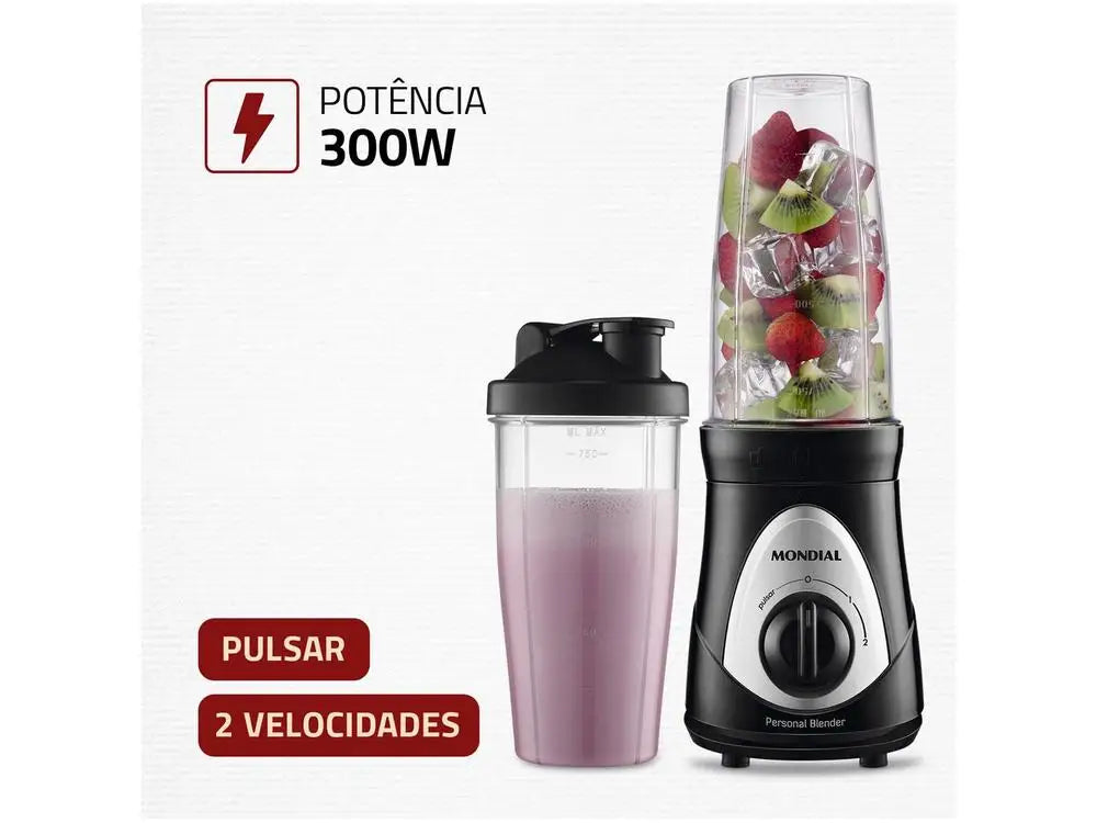 Mondial Personal Blender Blender DG-01 2 Speeds 300W Black and Silver Blender-110V