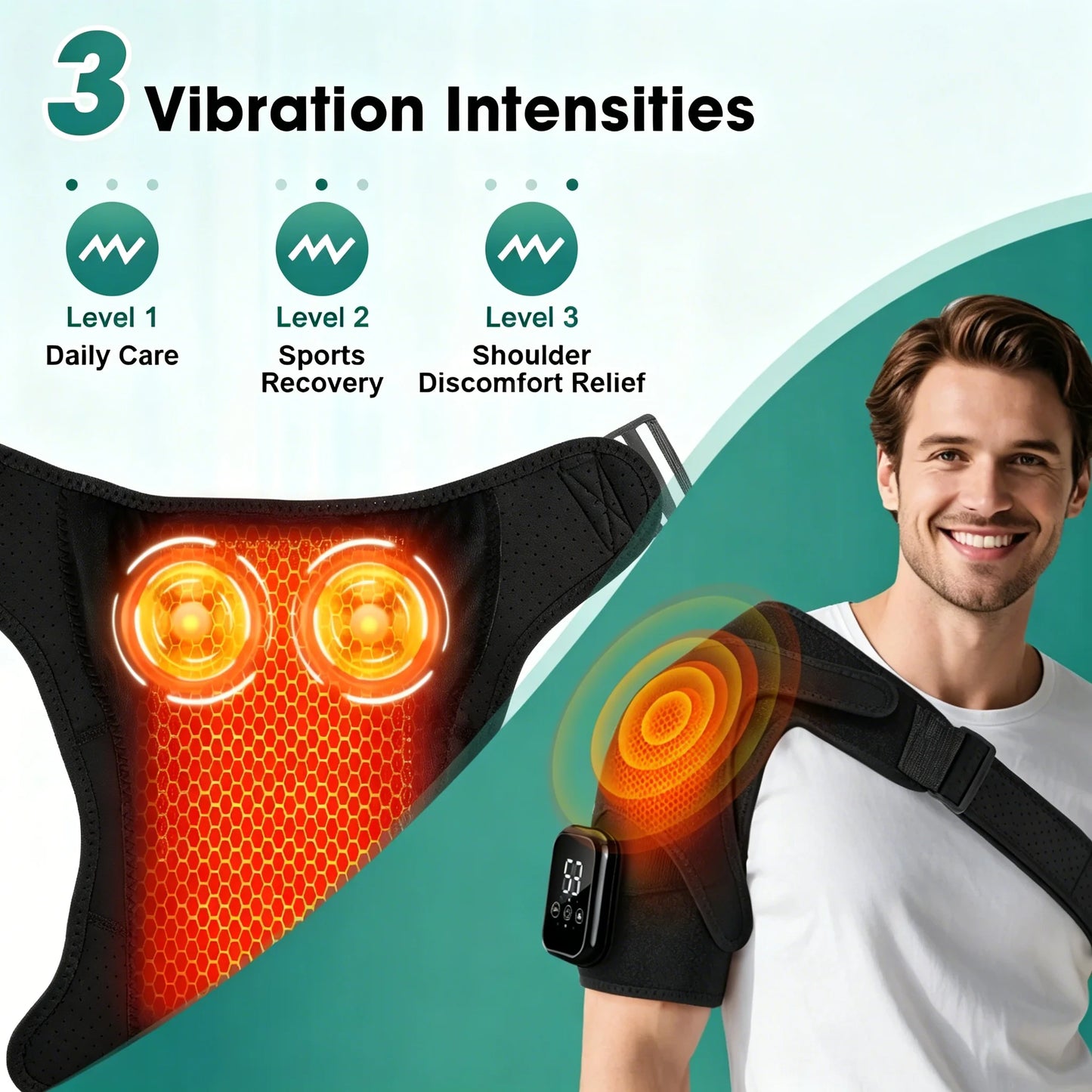 1 Shoulder Massager, Vibrating Shoulder Support, Shoulder Massage Support Belt, Arm Muscle Relaxation Belt